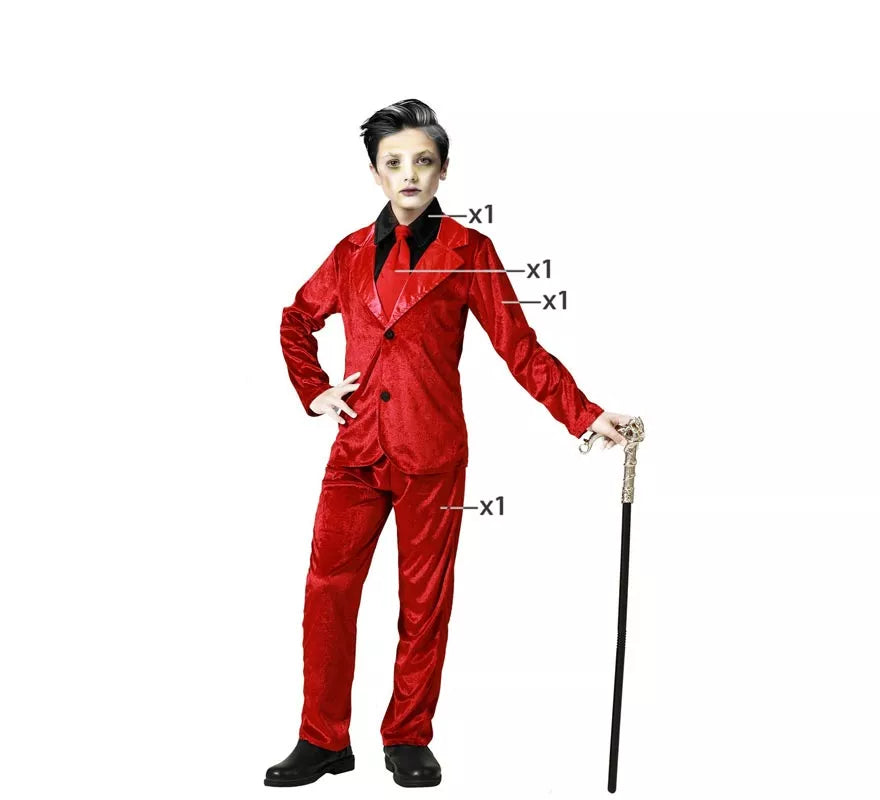 Translation missing: es.Disfraz de Vampiro Elegante Rojo para niño