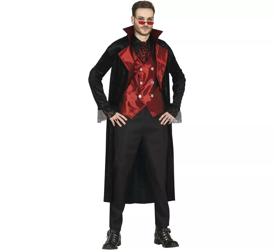 Disfraz de Vampiro Maligno con chaleco rojo para hombre