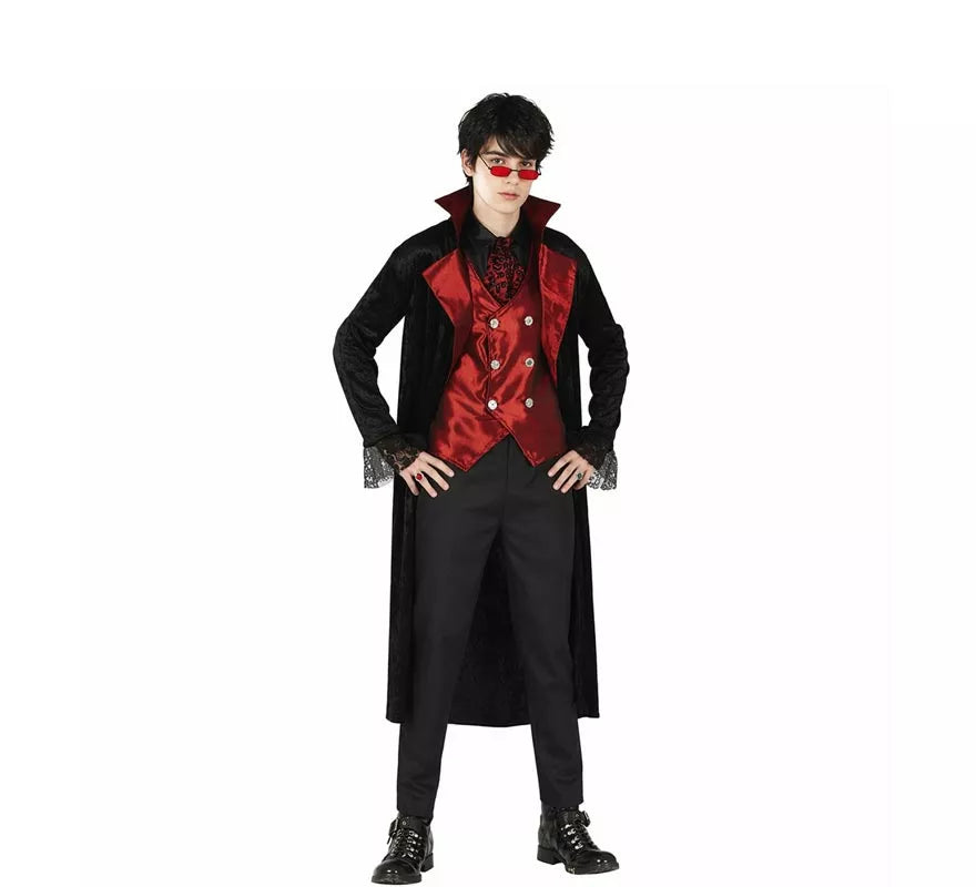 Translation missing: es.Disfraz de Vampiro Maligno con chaleco rojo para hombre