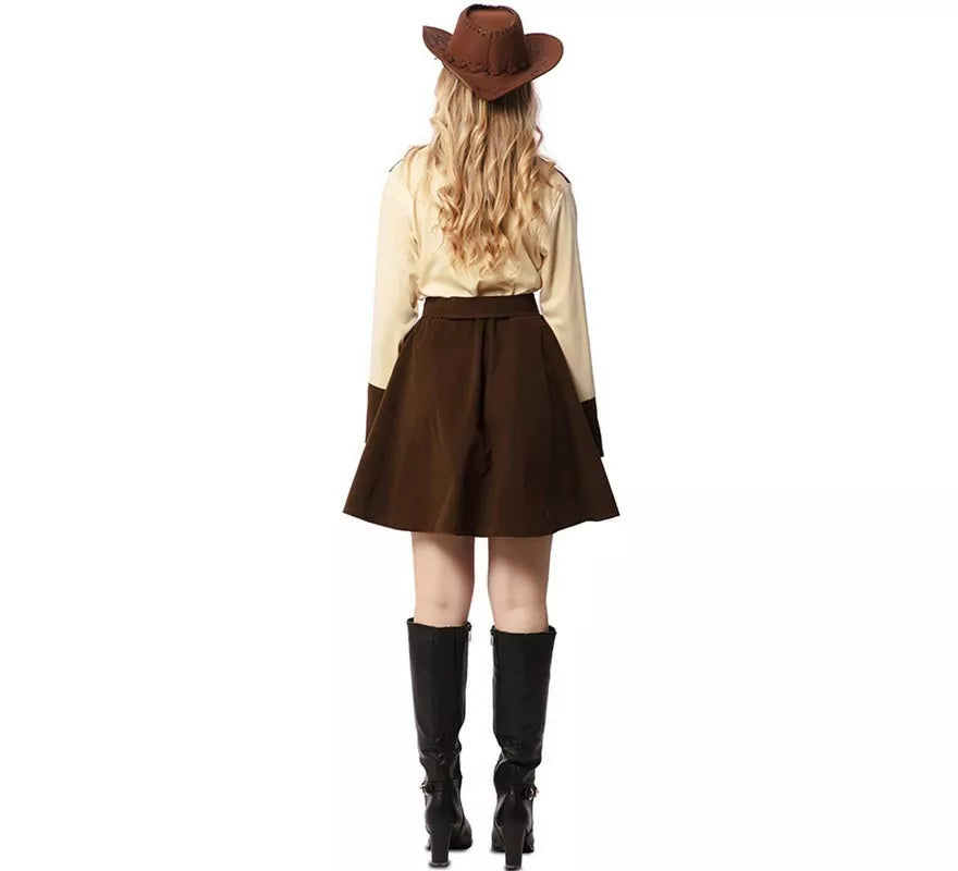Translation missing: es.Disfraz de Vaquera beige y marrón con cinturón para mujer