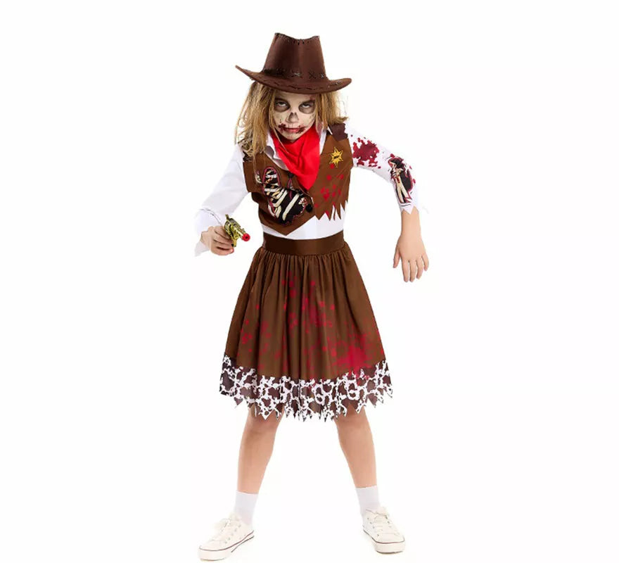 Translation missing: es.Disfraz de Vaquera Zombie para niña