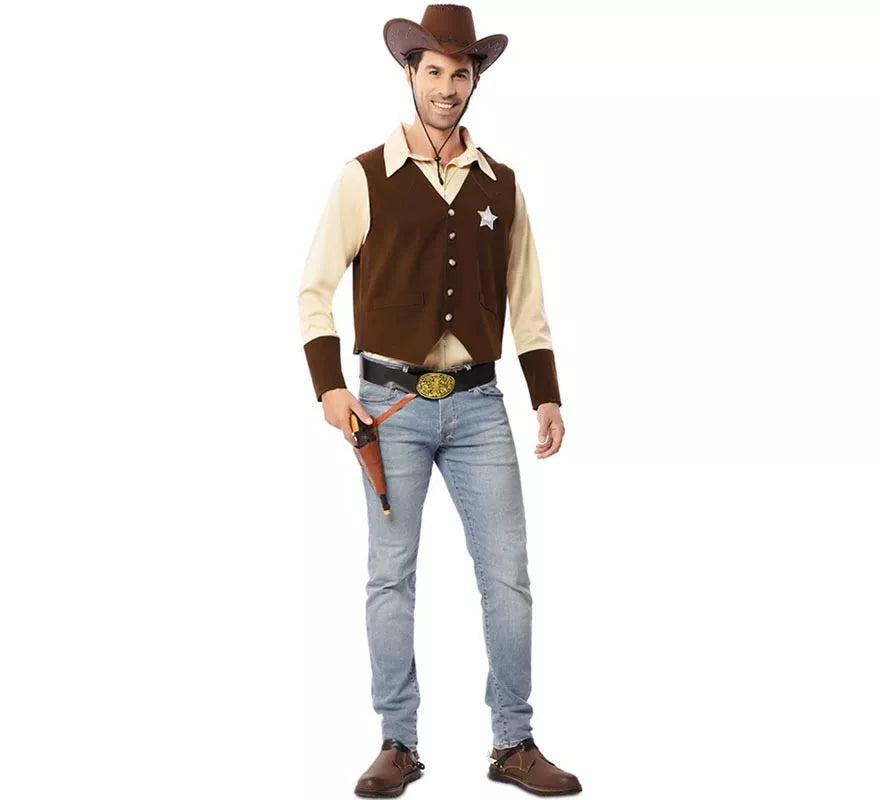 Translation missing: es.Disfraz de Vaquero Sheriff marrón para hombre