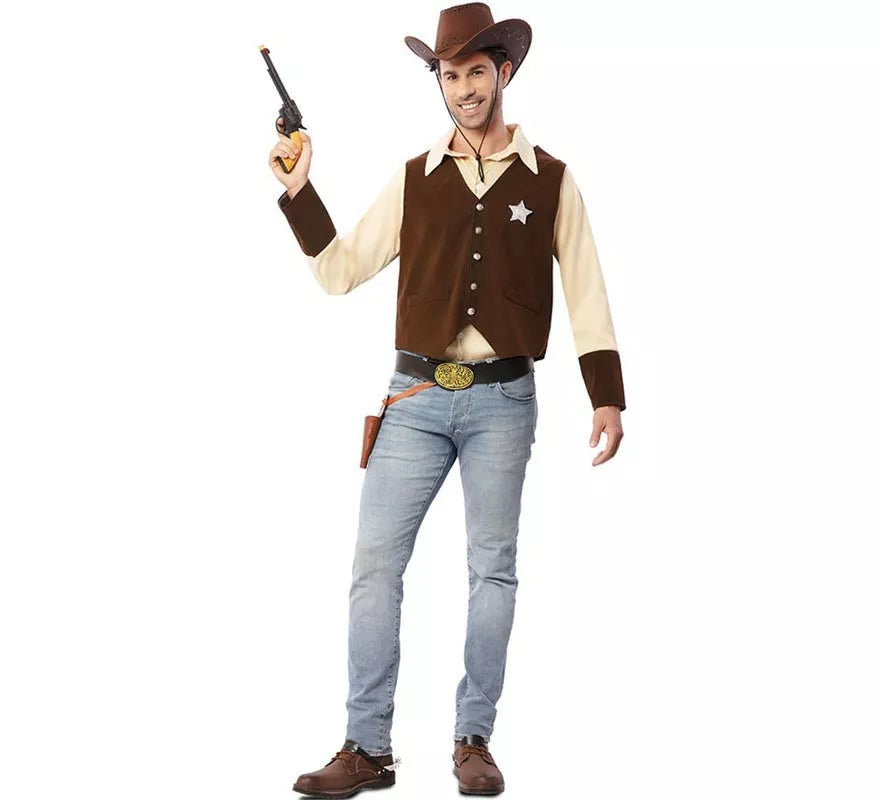 Translation missing: es.Disfraz de Vaquero Sheriff marrón para hombre