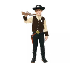 Disfraz de Vaquero Sheriff marrón para niño