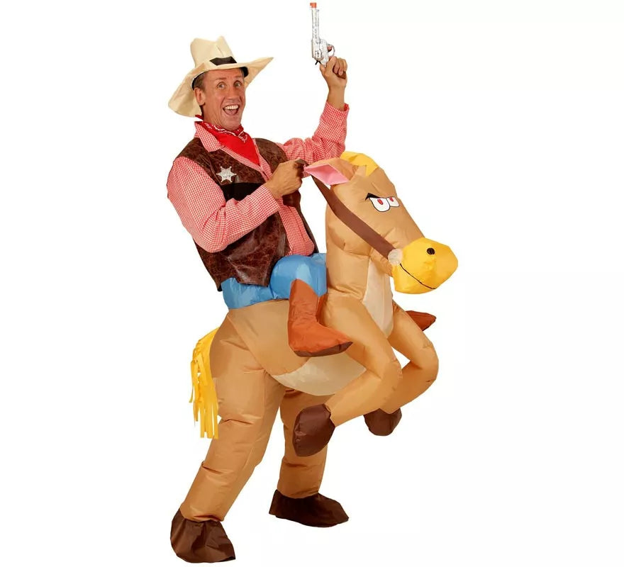 Translation missing: es.Disfraz de Vaquero sobre Caballo Hinchable para adulto