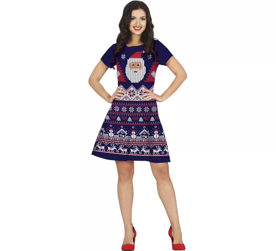 Translation missing: es.Disfraz de Vestido Azul Crochet Navideño para mujer