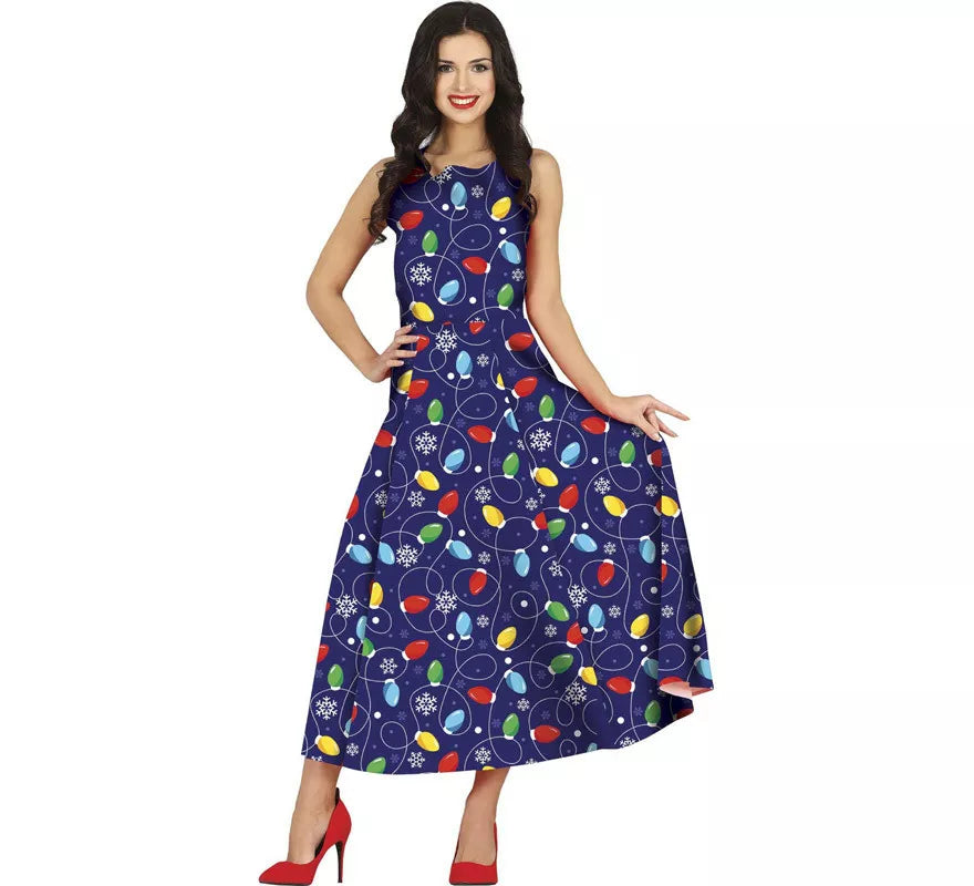 Translation missing: es.Disfraz de Vestido Navidades Azul Largo para mujer