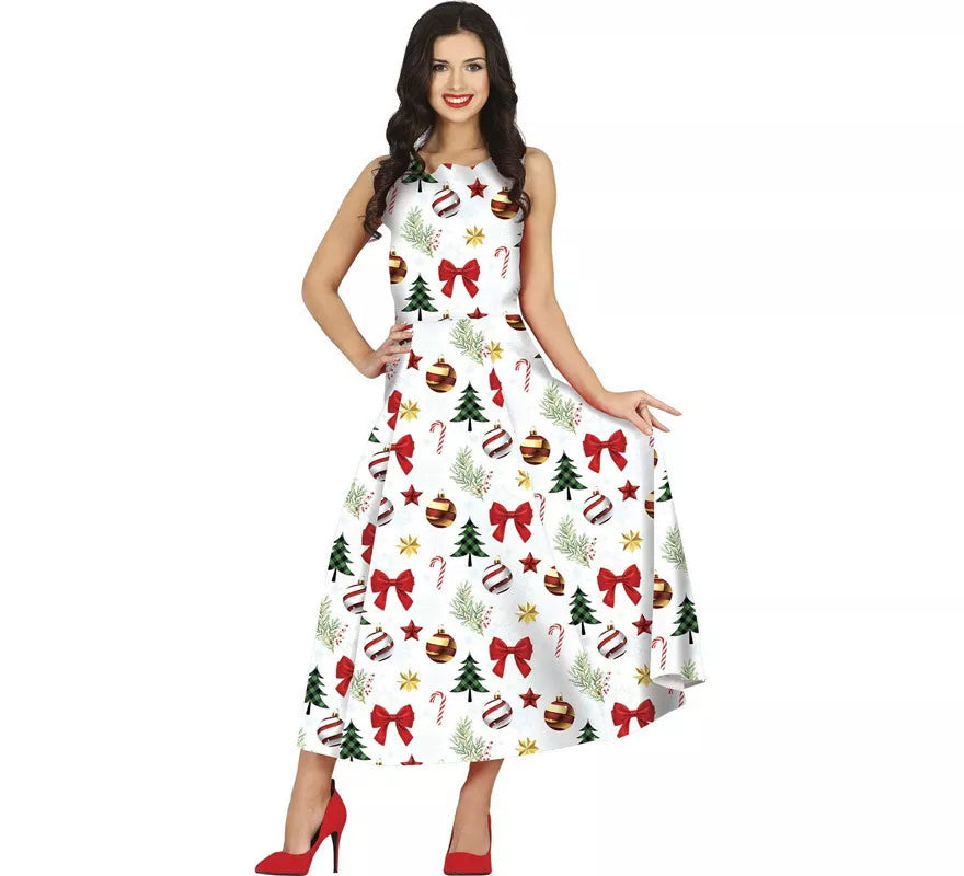 Translation missing: es.Disfraz de Vestido Navidades Blanco Largo para mujer