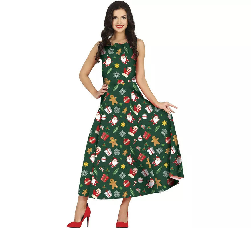 Translation missing: es.Disfraz de Vestido Navidades Verde Largo para mujer