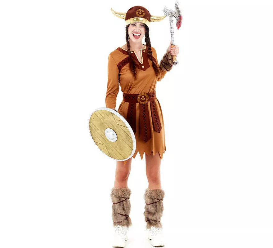 Translation missing: es.Disfraz de Vikinga Marrón Guerrera para mujer