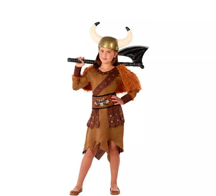 Translation missing: es.Disfraz de Vikinga Marrón para niña