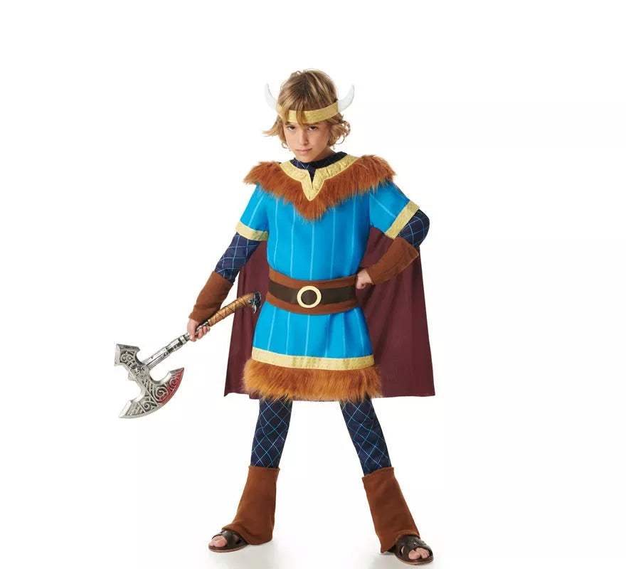Translation missing: es.Disfraz de Vikingo azul con Capa para niños