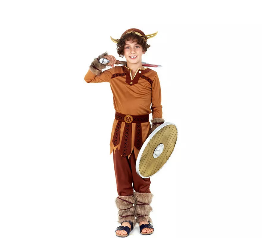 Translation missing: es.Disfraz de Vikingo Marrón Guerrero para niño