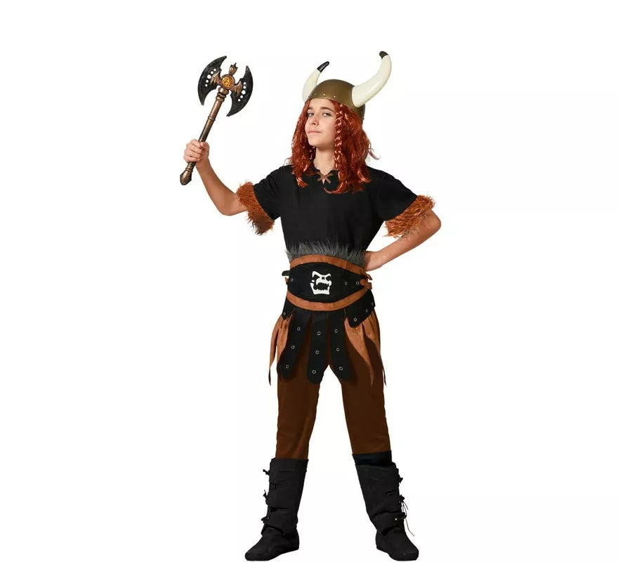 Translation missing: es.Disfraz de Vikingo marrón oscuro con cinturón para niño