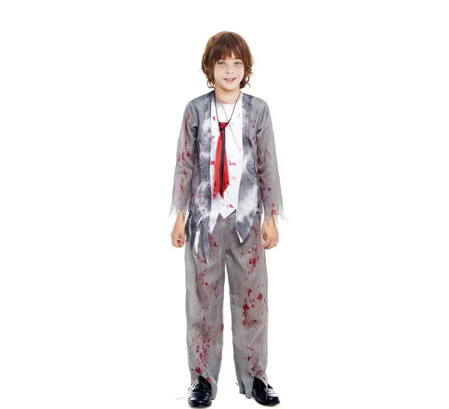 Translation missing: es.Disfraz de Zombie Colegial Gris para niño
