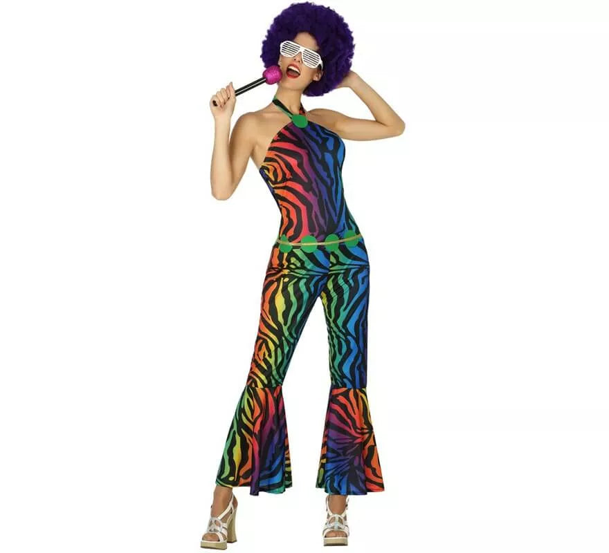 Translation missing: es.Disfraz Disco con estampado multicolor para mujer
