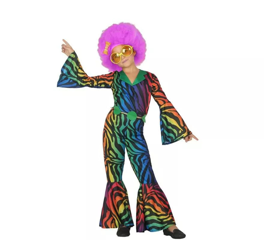 Translation missing: es.Disfraz Disco con estampado multicolor para niña
