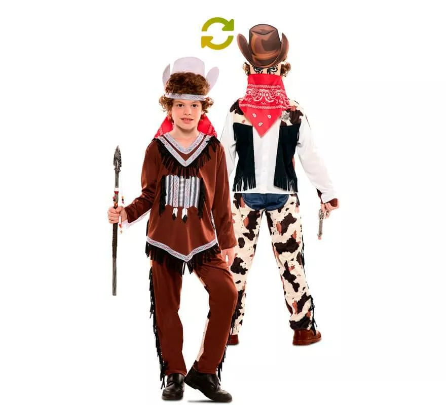 Translation missing: es.Disfraz Doble de Indio y Vaquero para niño
