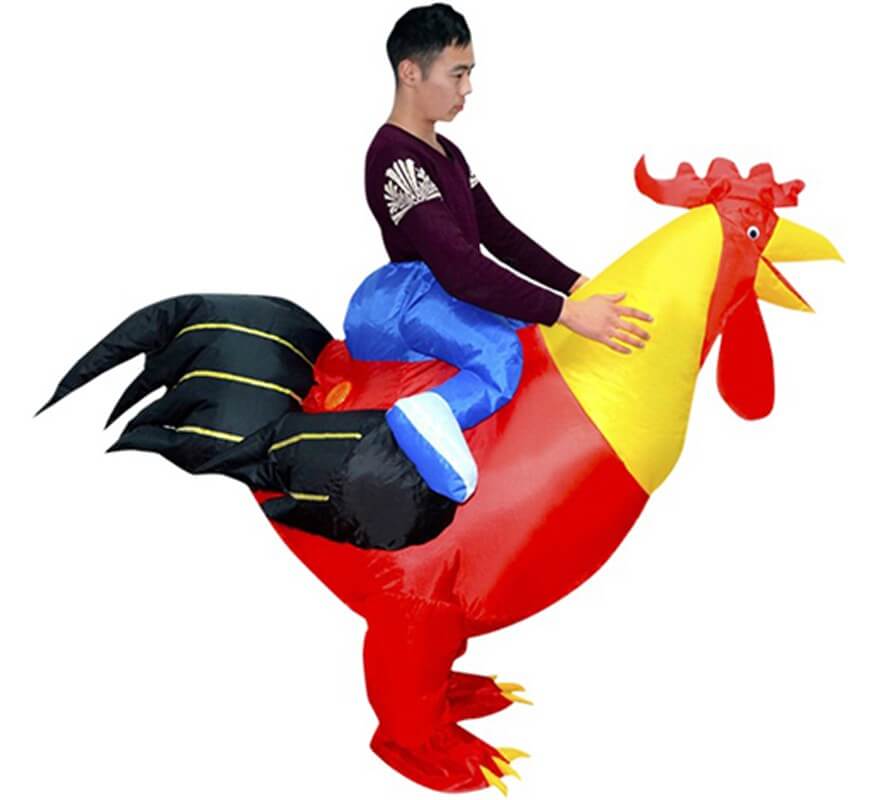 Translation missing: es.Disfraz Hinchable Jinete montando Gallo para adultos