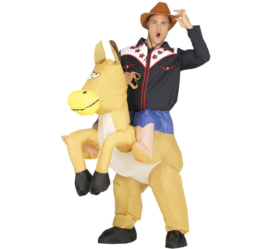 Translation missing: es.Disfraz Hinchable Vaquero montando Caballo para adultos