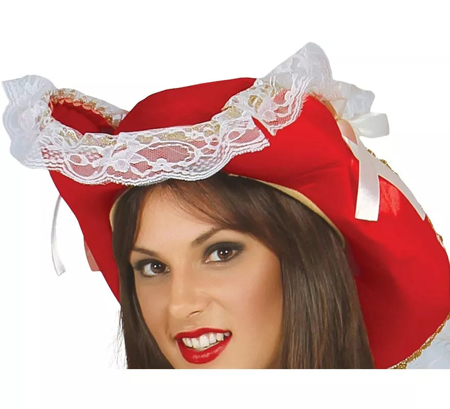 Translation missing: es.Disfraz Mosquetera Roja con Flor de Lis para Mujer