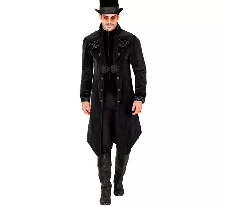 Translation missing: es.Disfraz o Abrigo Gótico Terciopelo Negro para hombre