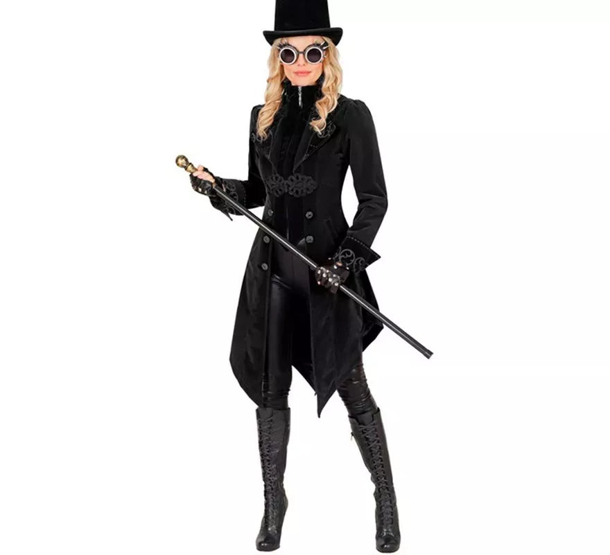 Translation missing: es.Disfraz o Abrigo Gótico Terciopelo Negro para mujer