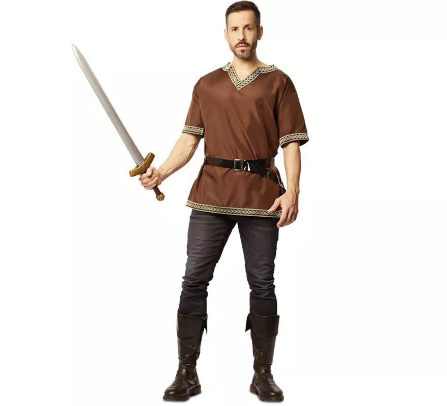 Translation missing: es.Disfraz o Camisa Medieval Marrón con cinturón para hombre