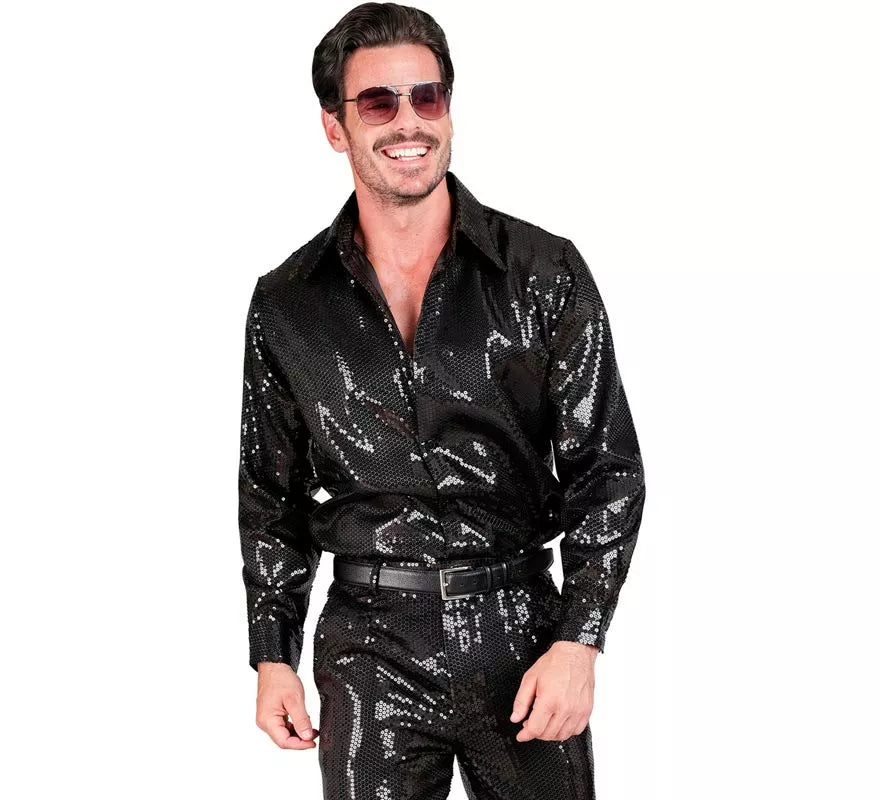 Translation missing: es.Disfraz o Camisa Moda negro con lentejuelas para hombre