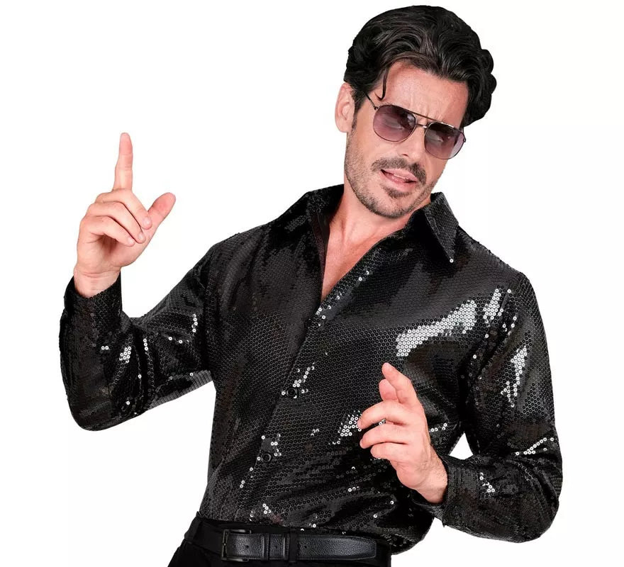 Translation missing: es.Disfraz o Camisa Moda negro con lentejuelas para hombre