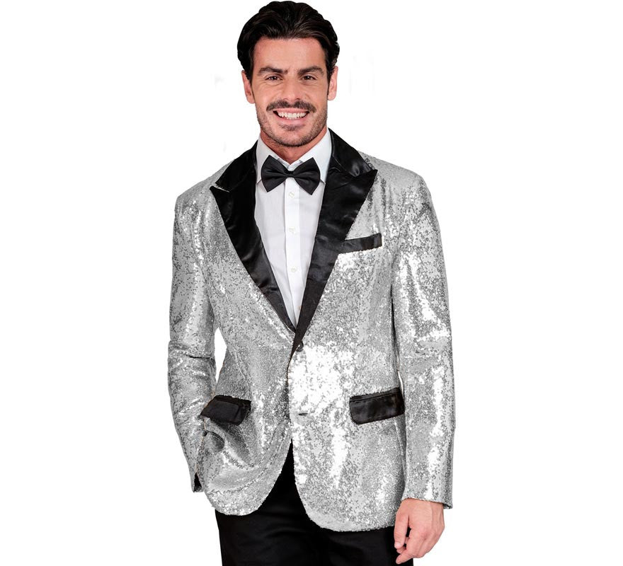 Translation missing: es.Chaqueta de Fiesta plateado y negro para hombre