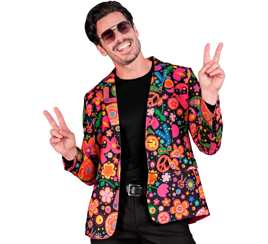 Translation missing: es.Chaqueta Fiesta Peace Hippie multicolor para hombre