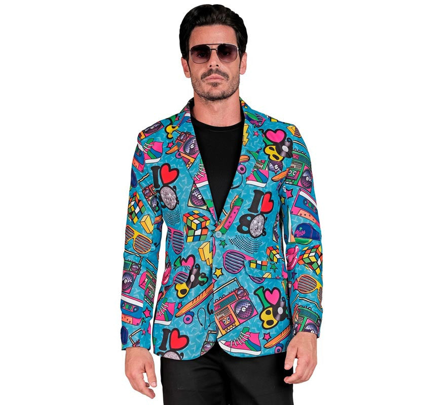 Translation missing: es.Chaqueta Fiesta Retro años 80 azul para hombre