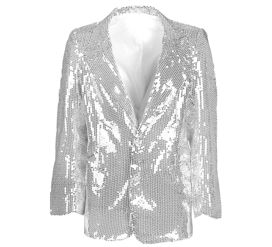Translation missing: es.Chaqueta plateado con lentejuelas años 80 para hombre
