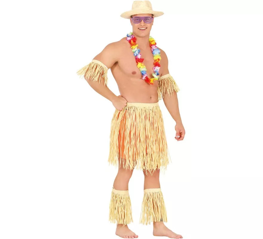 Translation missing: es.Disfraz o Kit de Hawaiano o Polinesio: Brazalete, Falda y Espinilleras