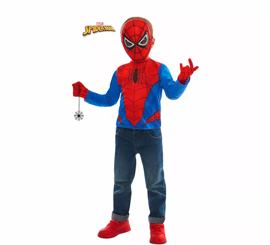 Translation missing: es.Disfraz o Kit de Spiderman para niño: Camiseta, Telaraña, Máscara y Guantes