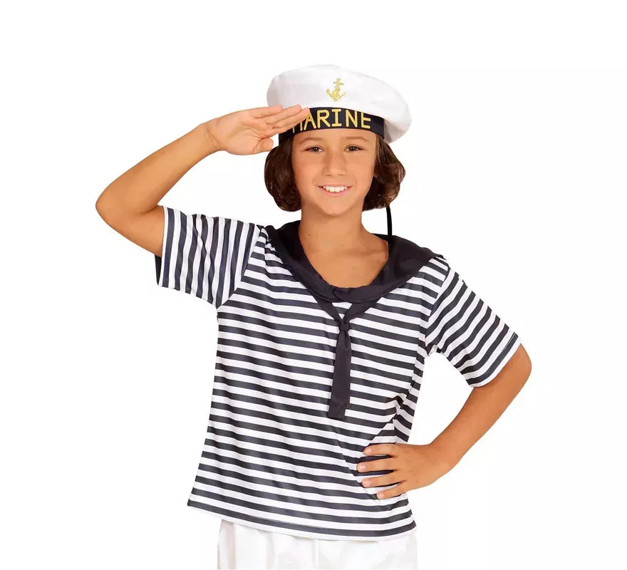 Disfraz o Kit Marinero Clásico a Rayas Infantil: Camiseta y Gorra