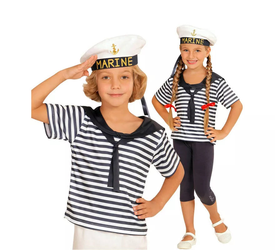 Translation missing: es.Disfraz o Kit Marinero Clásico a Rayas Infantil: Camiseta y Gorra