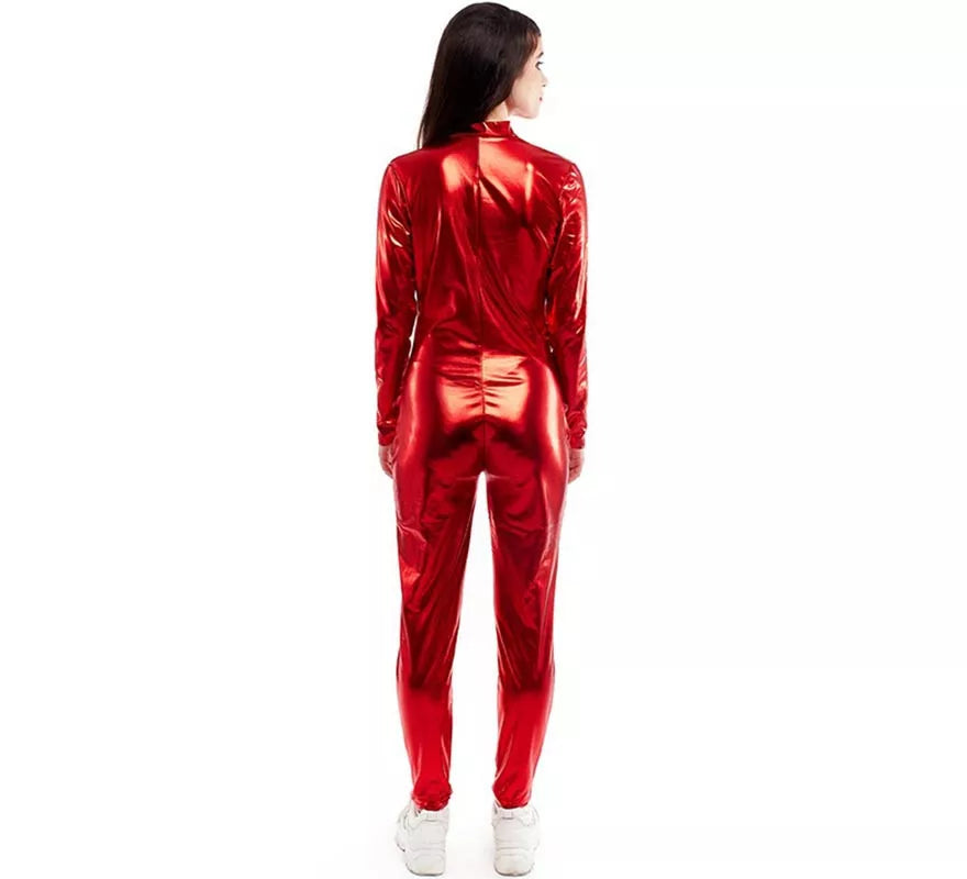 Translation missing: es.Disfraz o Mono metálico cierre frontal rojo para mujer