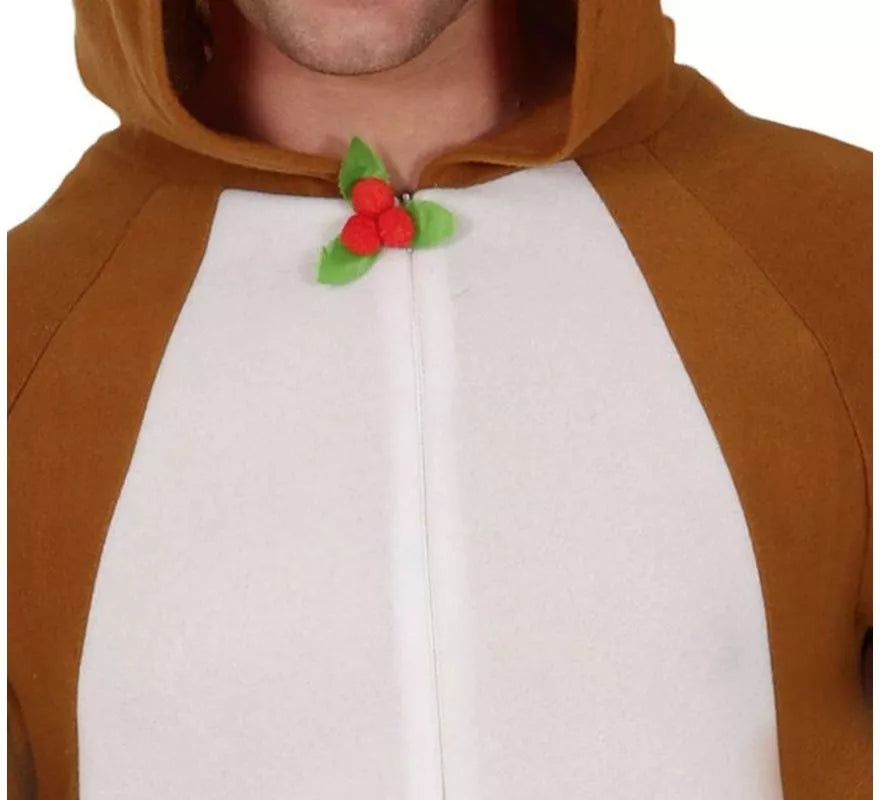 Disfraz o Pijama de Reno con capucha y cuernos para adulto
