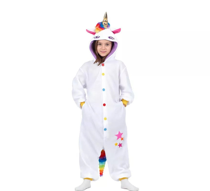 Translation missing: es.Disfraz o Pijama de Unicornio blanco con capucha para niños