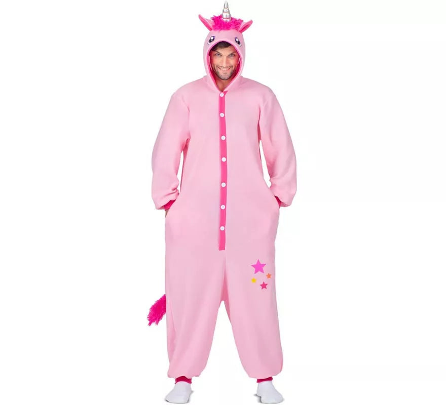Translation missing: es.Disfraz o Pijama de Unicornio rosa con capucha para adulto
