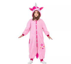 Disfraz o Pijama de Unicornio rosa con capucha para niños