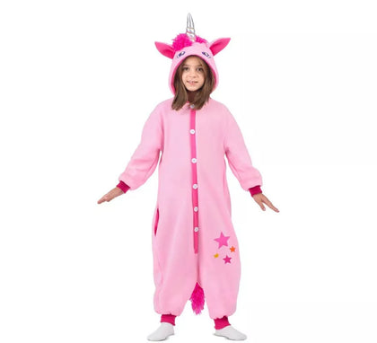 Disfraz o Pijama de Unicornio rosa con capucha para niños
