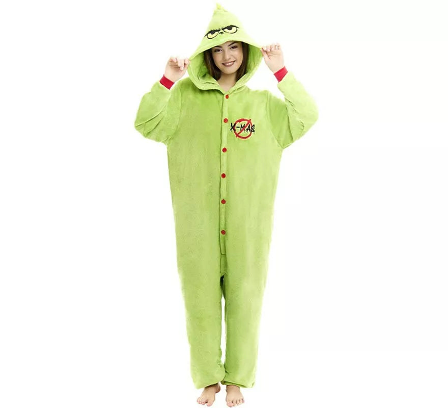 Translation missing: es.Disfraz o Pijama Duende Navideño verde para adulto