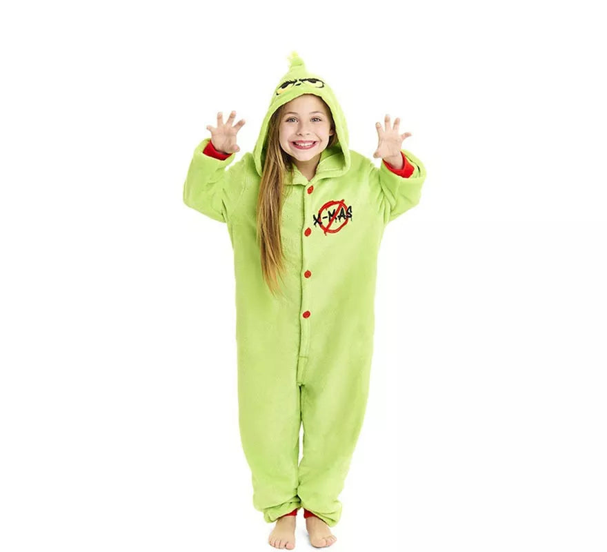 Disfraz o Pijama Duende Navideño verde para niños