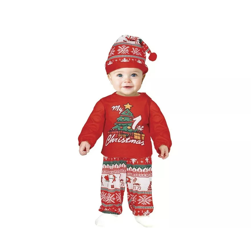 Translation missing: es.Disfraz o Pijama My 1st Christmas rojo para bebé