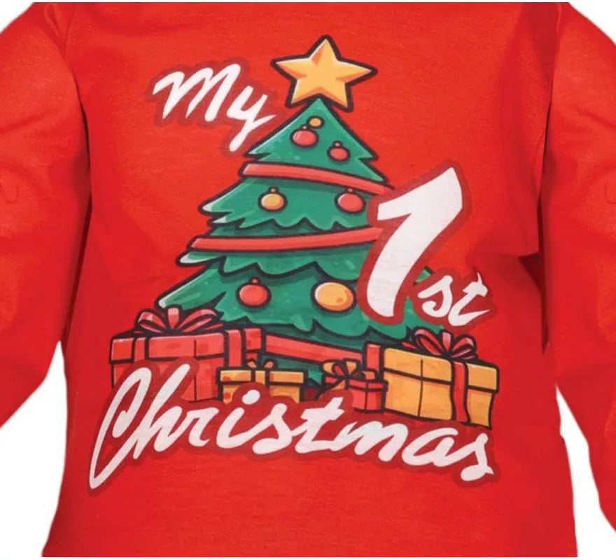 Translation missing: es.Disfraz o Pijama My 1st Christmas rojo para bebé