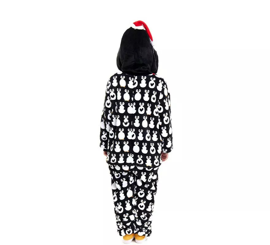 Translation missing: es.Disfraz o Pijama Pingüino Navideño estampado con capucha para niños