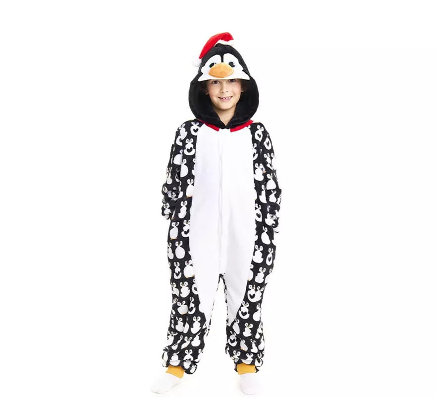 Translation missing: es.Disfraz o Pijama Pingüino Navideño estampado con capucha para niños
